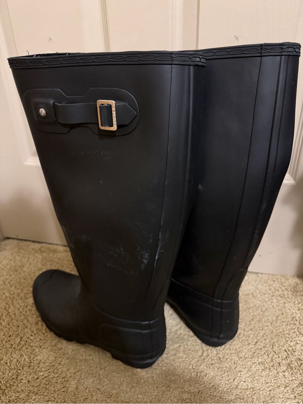 Hunter Matte Black Tall Rain Boots with Side Buckle - Picture 3 of 7